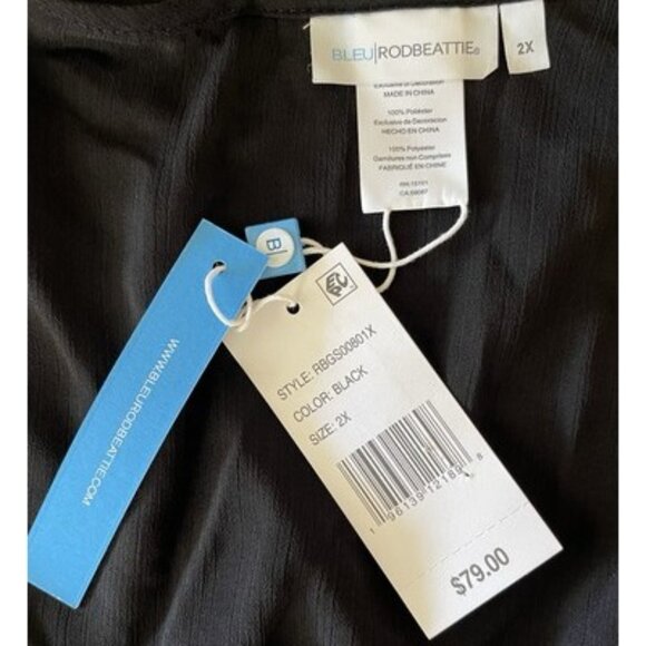 Bleu Rod Beattie Black Chiffon Caftan Cover Up, from Gypset Size 2X NWT - Picture 3 of 3